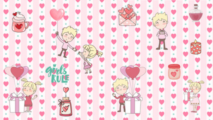 Seamless pattern with cute cartoon.