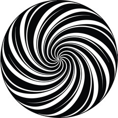 Black and white spiral swirl silhouette on white background