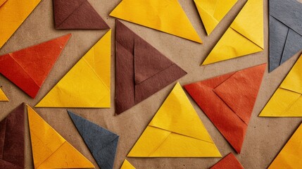 Discover a unique cardboardinspired backdrop that showcases warm pastel hues and geometric designs, perfect for modern art.