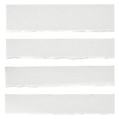 White Ripped Paper Torn Edges Strips isolated on Transparent Background, PNG