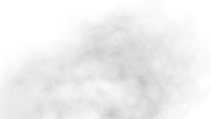 Abstract grayscale smoke and light particles on transparent background 