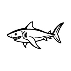 Obraz premium Shark icon swimming in ocean waters, marine life concept