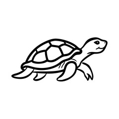 Turtle icon swimming in water, nature symbolism concept