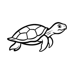 Fototapeta premium Turtle icon swimming in ocean waves, marine life concept