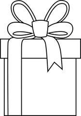 gift box line art wrapped gift with ribbon bow drawing vector illustration