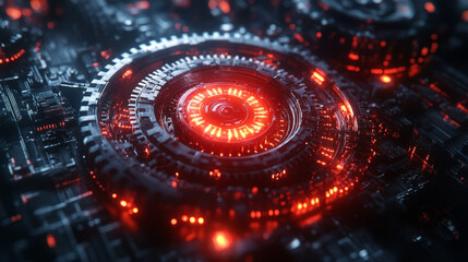 A glowing red circle with a black background