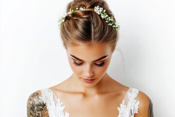 Full Body Tattooed Bride Posing On Wedding Day -- D42bee02-8 552