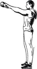 Gym Workout Sketch of a Man Lifting Dumbbells