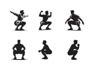 Silhouette of a person in a squat position