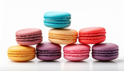 colorful macaroons isolated on white