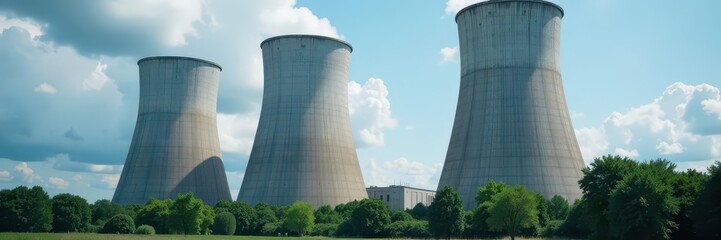 Close-up view of nuclear power plant cooling tower detail, engineering, nuclear