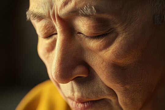 In A Close-up Shot The Expression Of One Monk Ref F52eb1c3-3 807