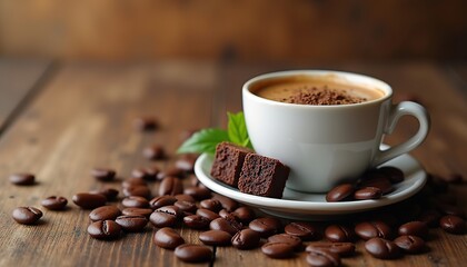 Fototapeta premium cup of coffee with beans