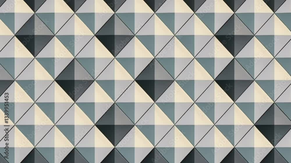 Aufkleber geometric design featuring repeating triangles in shades of gray blue and cream creating pattern