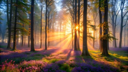 sunrise in the forest