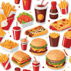 fastfood, fast, snack, food, meal, delicious, burger, lunch, background, dinner, american, meat, unhealthy, menu, restaurant, set, cheeseburger, junk, isolated, hamburger, fat, eat, sandwich, tasty, c