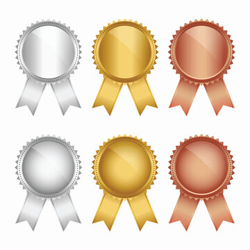 Set of Gold, silver, and bronze Awards with ribbons, Award nomination