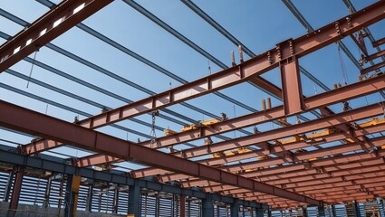 steel framework structure showcasing construction in progress.