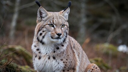 Obraz premium Lynx in its natural environment, exhibiting a calm demeanor.