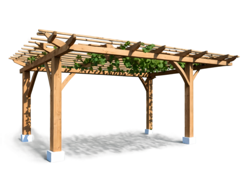 Elegant wooden trellis adorned with lush grapevines adding natural charm