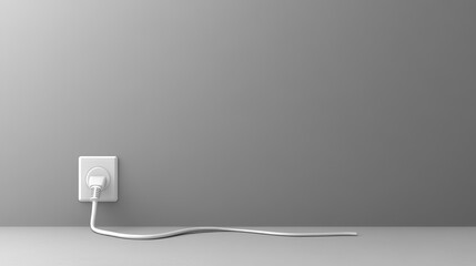 Minimalist Electric Plug and Outlet in a Gray Room