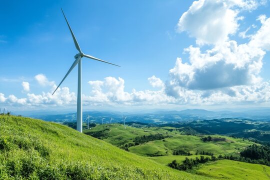 The Photo Shows A Large White Wind Turbine Spinni C4b842ee-9 1740