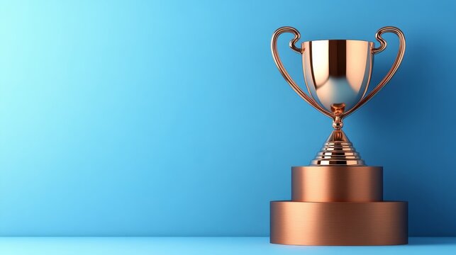 Copper Trophy on a Blue Background