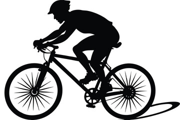 Fototapeta premium Bicycle riding black Silhouette design white background