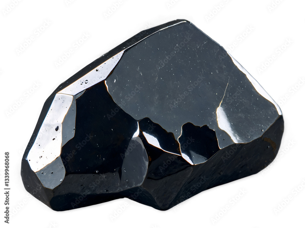 Poster hyperrealistic chunk of hematite rock showcasing its metallic luster and intricate surface details a