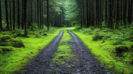 Fototapeta premium Serene Forest Path: A Journey Through Lush Greenery