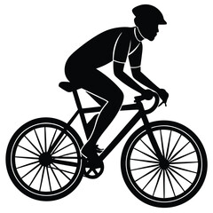 Obraz premium Black silhouette of a cyclist on a white background