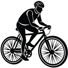 Naklejka premium Black silhouette of a cyclist on a white background