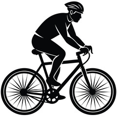 Fototapeta premium Black silhouette of a cyclist on a white background