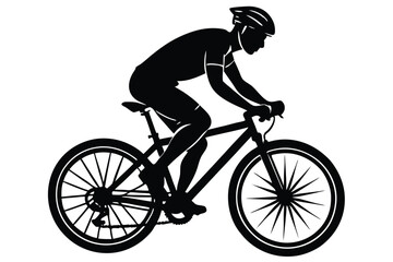 Obraz premium Man riding a bicycle silhouette vector