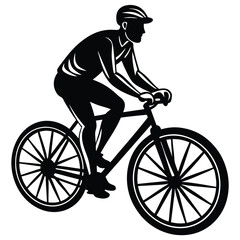 Naklejka premium silhouette of a cyclist male on white background