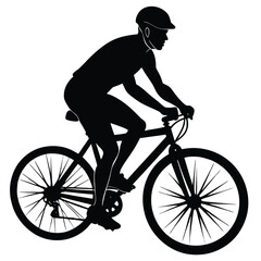 Fototapeta premium silhouette of a cyclist male on white background