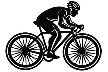 Obraz premium silhouette of a cyclist male on white background