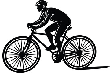 Naklejka premium Silhouette of a cyclist male vector illustration
