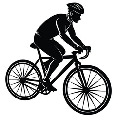 Naklejka premium Silhouette of a cyclist male vector illustration