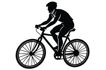 Naklejka premium black silhouette of a man biking riding white background