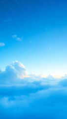 Expansive Blue Sky and Fluffy Clouds: Serene Nature Background for Peaceful Summer Travel