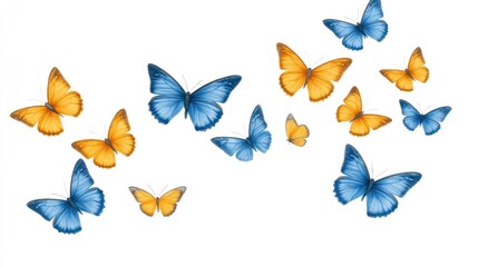 Flutter of Blue and Gold: A Dance of Butterflies