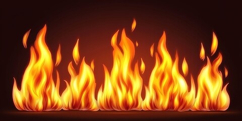 Intense display of fiery flames dancing against a dark backdrop design