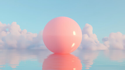 Serene Pink Sphere in Calm Waters