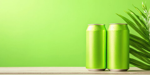 Cool Refreshing Drinks in Aluminum Cans mockup packaging design of refreshing soda carbonated beverages
