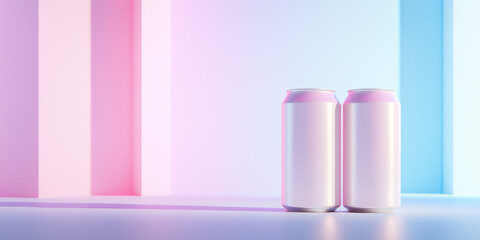 Cool Refreshing Drinks in Aluminum Cans mockup packaging design of refreshing soda carbonated beverages