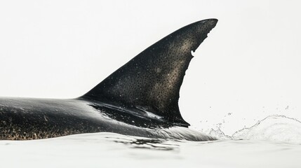 Fototapeta premium A majestic marine predators dorsal fin emerging from the water showcasing its powerful presen