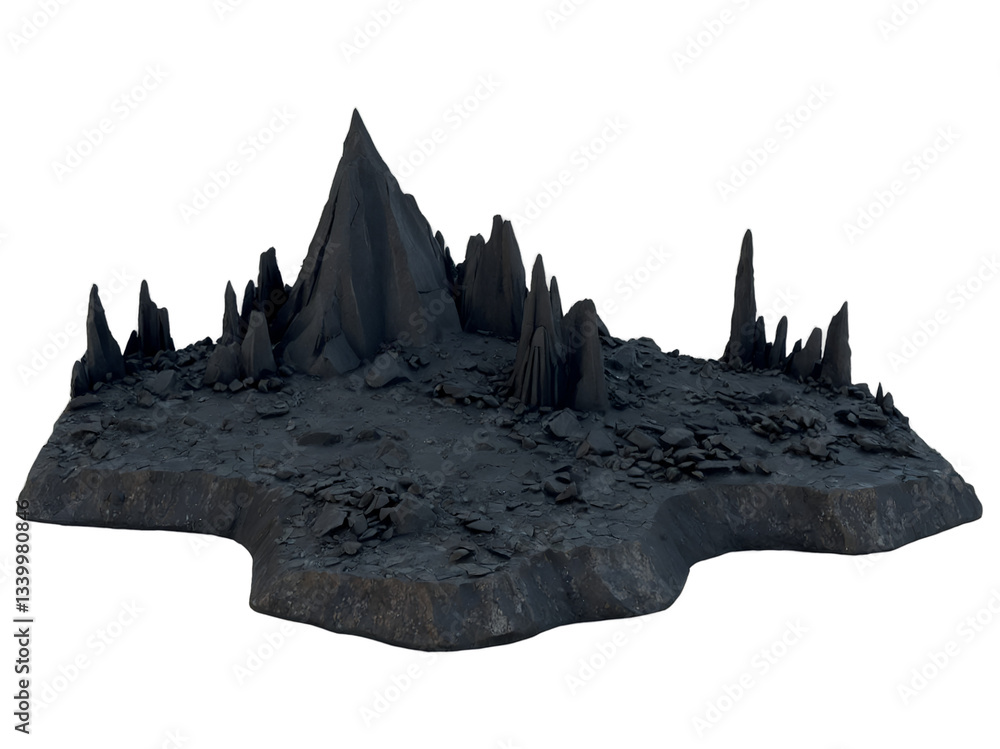 Aufkleber striking hyperrealistic rendering of volcanic rock formations in isolation