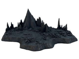 Striking hyperrealistic rendering of volcanic rock formations in isolation