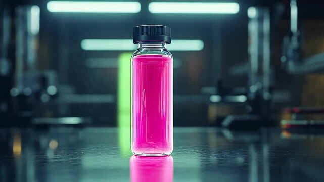 Vibrant lab potion in a sleek scientific environment
